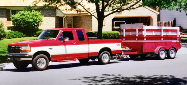 Sam’s load and haul truck and trailer in 1999 in Aurora Colorado where it all began